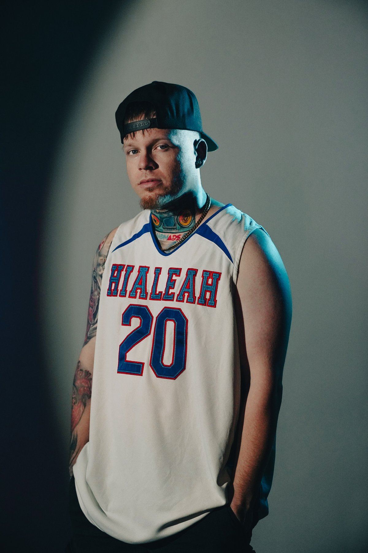 Luke Taleno in a Hialeah #20 basketball jersey
